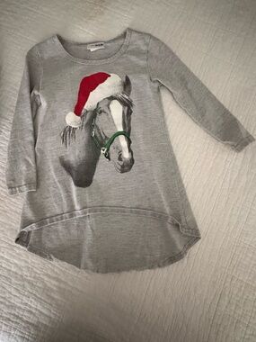 Girls' Gray Horse Graphic Holiday Tunic